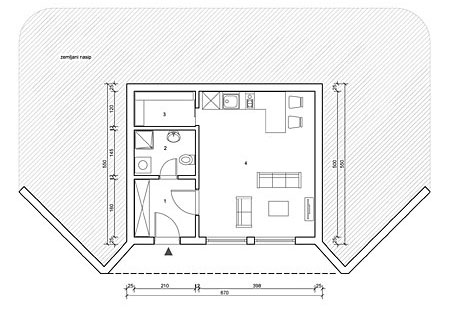 Osnova prizemnog stambenog objekta - 30m2