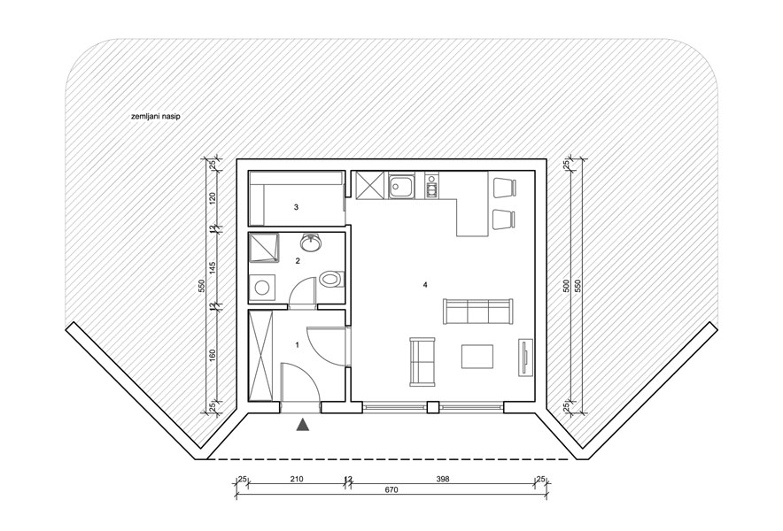 Osnova prizemnog stambenog objekta - 30m2 - učitavanje...