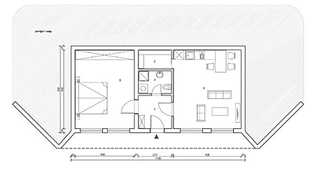 Osnova prizemnog stambenog objekta - 50m2