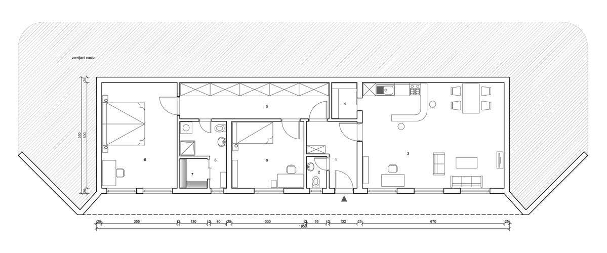 Osnova prizemnog stambenog objekta - 90m2 - učitavanje...