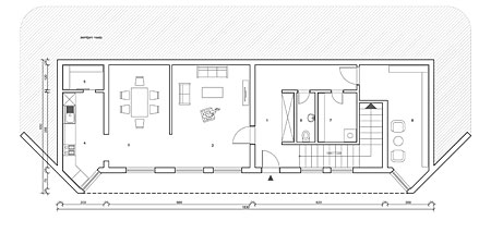 Osnova spratnog stambenog objekta - 145m2 - prizemlje